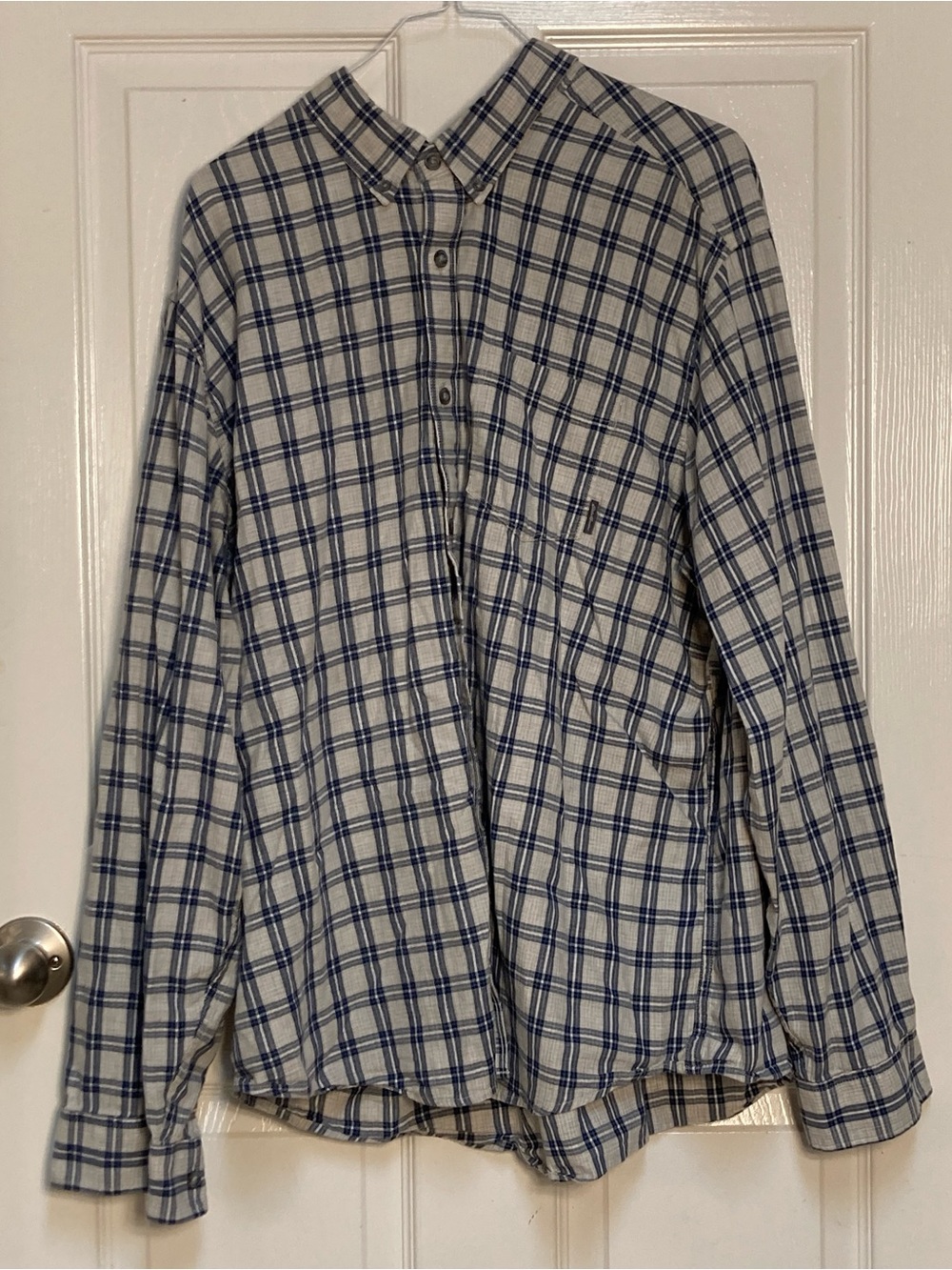 Eddie Bauer Blue and White Plaid Lightweight Shirt Jacket